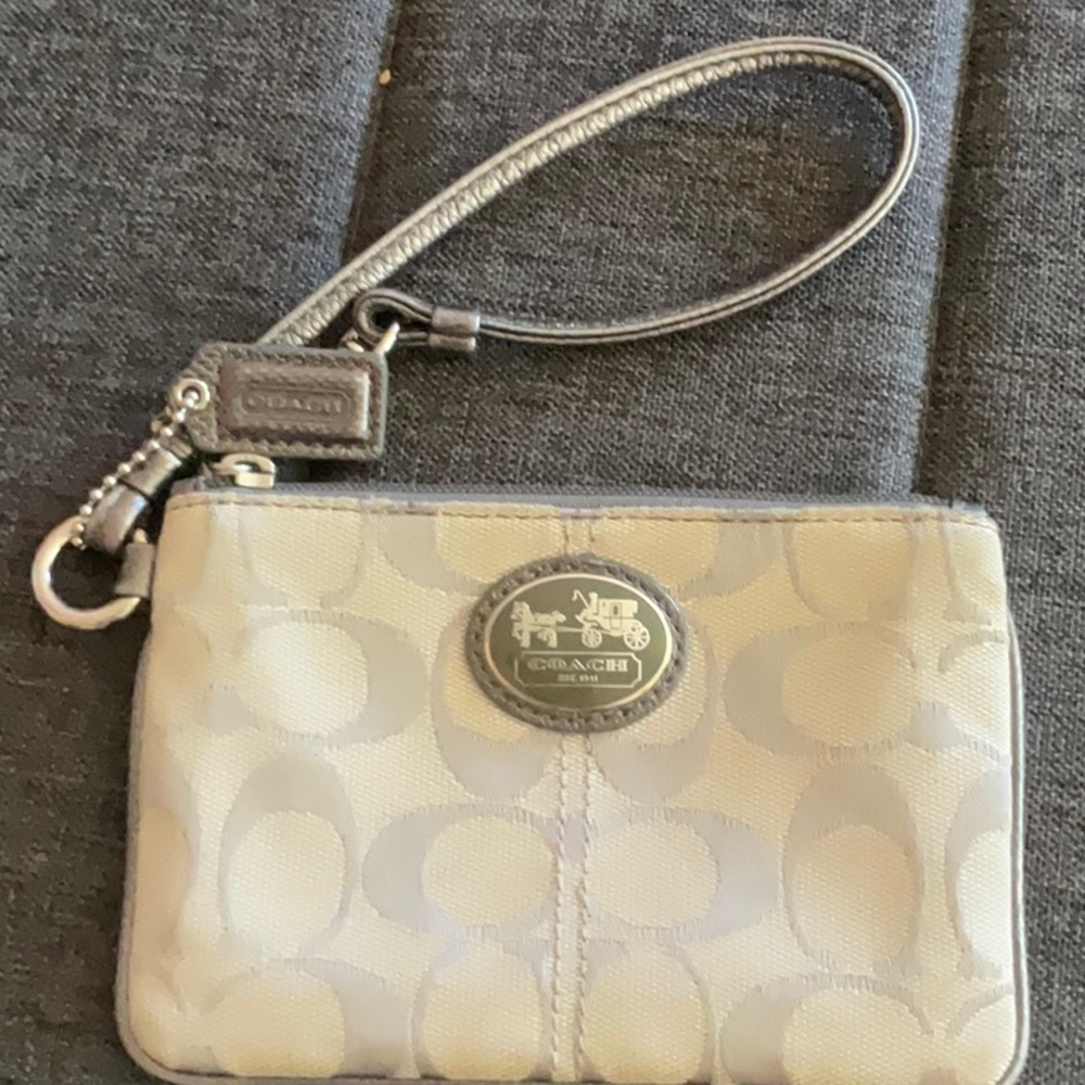 Coach Wristlet Grey Canvas